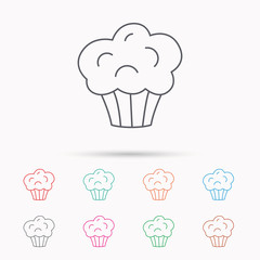 Muffin icon. Cupcake dessert sign.