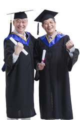 Senior students cheering for graduation