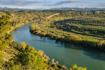 Curve of the Ebro River near Flix, Spain