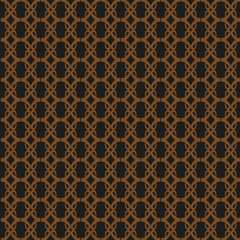 Seamless pattern. Elegant lattice of brown elements on a black background for decoration of paper, postcards, backgrounds.