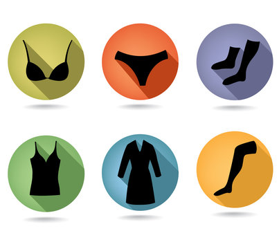 Underwear icon set. Fashion female cloth silhouette collection.