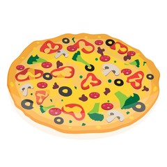 Italian pizza. Vector illustration of pizza isolated on white background. Pizza flat icon. Italian fast food 
