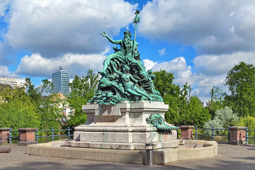 Father Rhine and his Daughters - a fountain sculpture in Dusseldorf, Germany. The sculpture was unveiled on March 7, 1897.