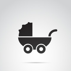 Baby stroller vector icon.