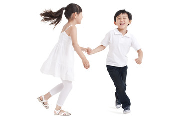 Cute little boy and girl