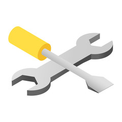 Screwdriver and wrench isometric 3d icon