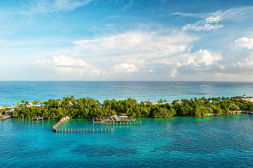 Turquoise sea water blue sky. Landscape Caribbean sea