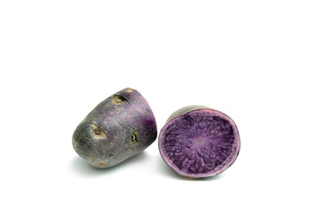 purple potatoes on white