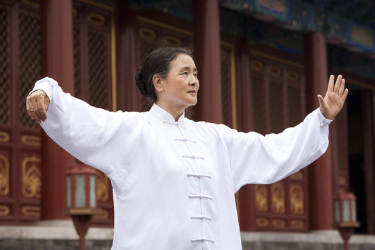 Senior Woman Practicing Tai Chi, Temple of Heaven