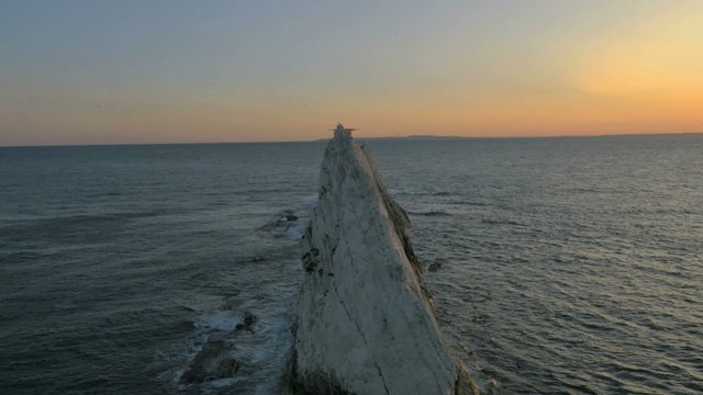 Aerial Isle of Wight Needles England waves Drone sunset