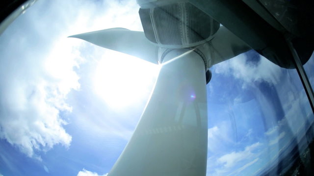 Mechanical blade motion interior wind turbine scenic mountain view Canada
