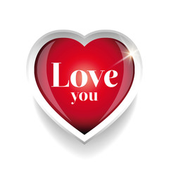 Love you - Big Red Heart vector isolated