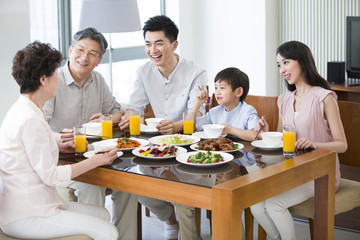 Happy family having lunch