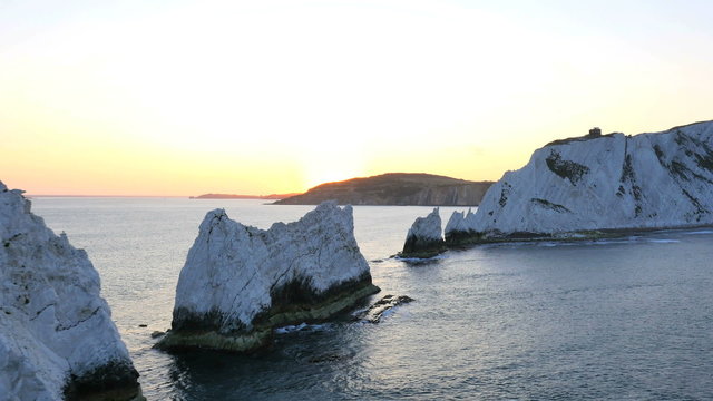 Aerial Isle of Wight Needles UK Drone Lighthouse Helipad 