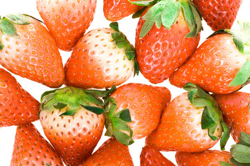 Half-ripe Strawberries with leaves