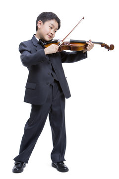 Little Boy Playing The Violin