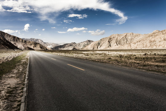 Road going through the mountains, Qinghai Province