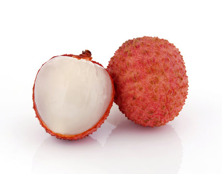 lychee on white background