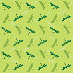 Dragonfly vector art background design for fabric and decor. Sea