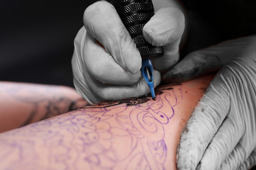 Process of making tattoo close-up