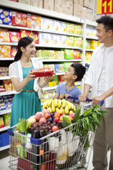 Family shopping in supermarket