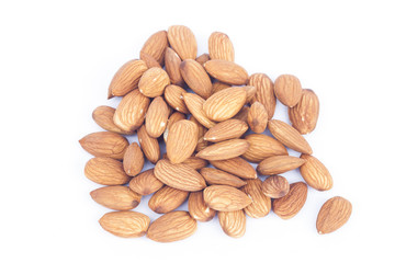 Almond nuts isolated on white background