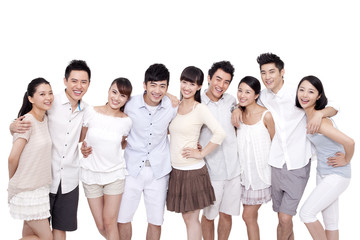 Fototapeta premium Portrait of young friends, studio shot