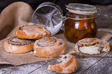 Homemade buns with poppy