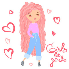 Girls Be Girls Cute and Sweet Illustration with a Pink Haired Girl
