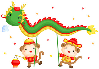 Monkey Chinese Dragon Dance