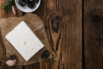 Portion of fresh cutted Feta Cheese