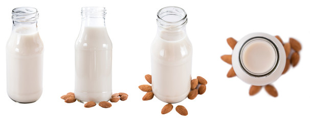 Almond Milk Collage (isolated on white)
