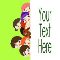 Kids holding a blank banner