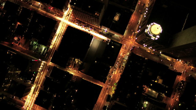 aerial building electricity light night motion graphics communication networking