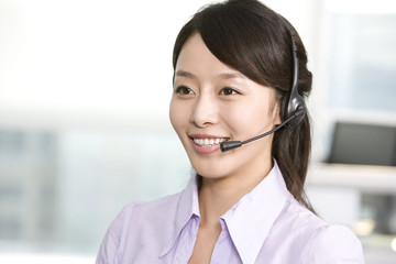 Office worker with a headset