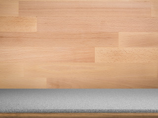 3d rendered granite table top on wooden background