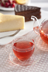 Herbal tea with cakes