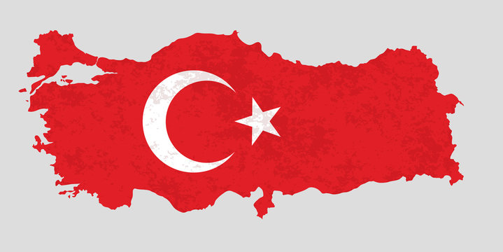 Map of Turkey, Filled with the National Flag 
