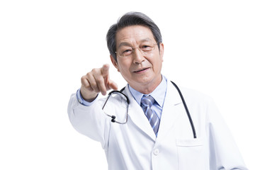 Senior doctor pointing