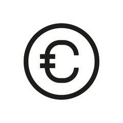 Euro  coin, money line icon.