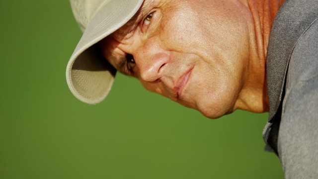 Caucasian Male Pro Golfer Play Course Golf Resort Global Success Target Business