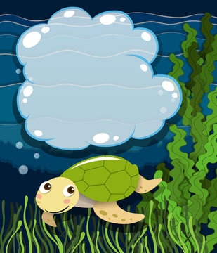 Border design with turtle underwater