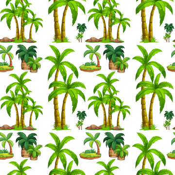 Seamless palm trees and island