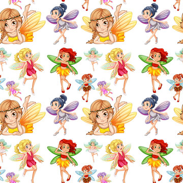 Seamless fairies in different positions