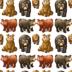 Seamless cute bears and cubs