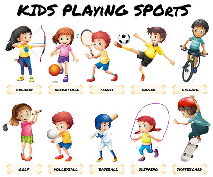 Boys and girls playing sports
