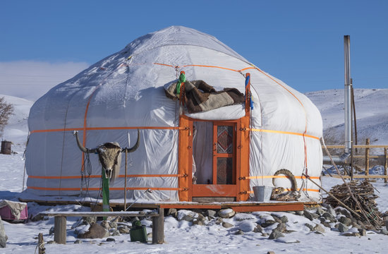 Asian yurt in the winter