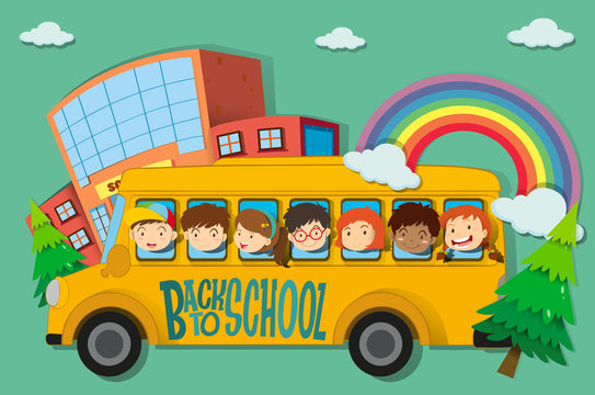 Children riding on school bus