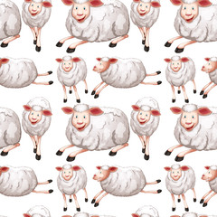 Seamless sheep with happy face