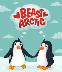 Obraz premium Penguins standing on iceberg